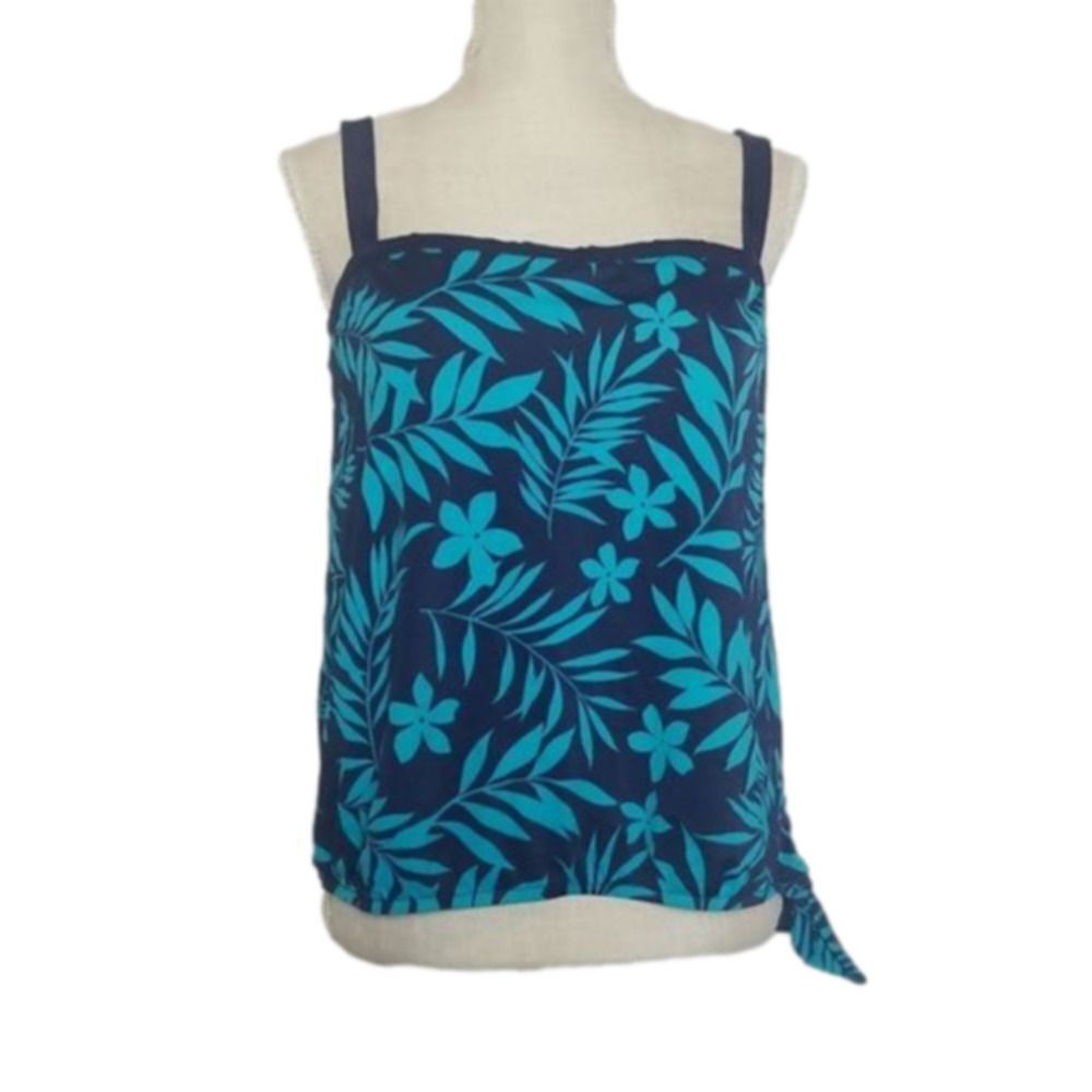 80’s Vintage Maxine Of Hollywood Blue Women's 12 Green Swimsuit  top